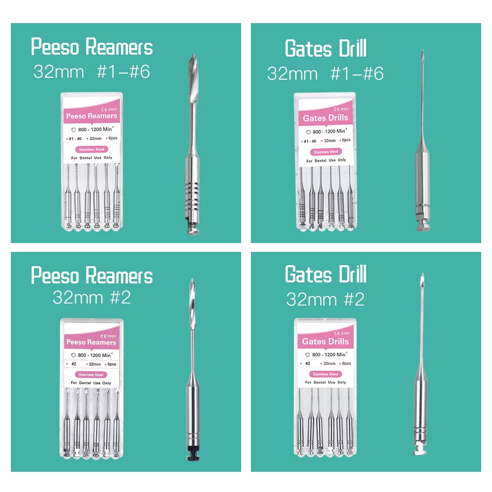 6Pcs/Box Dental Endodontic Endo Files  Reamers Drill Burs Peeso Drill