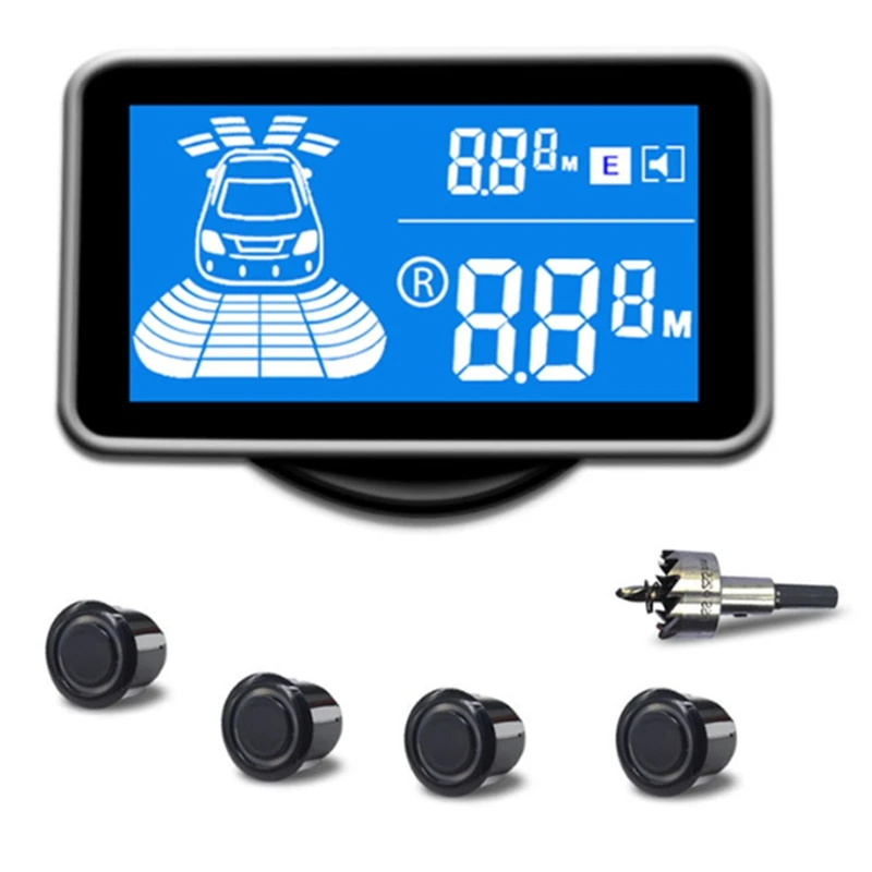 Car Parking Radar System with 8 Reverse Sensors Buzzer Warning Distance Detection for Auto Vehicle Garage Safety A-A12I