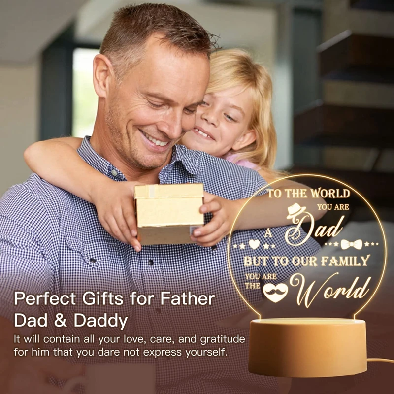 Best Text Circular Shpae Night Lamp For Dad Gift Father Day 3 color Acrylic Light Bedroom Table Lamp