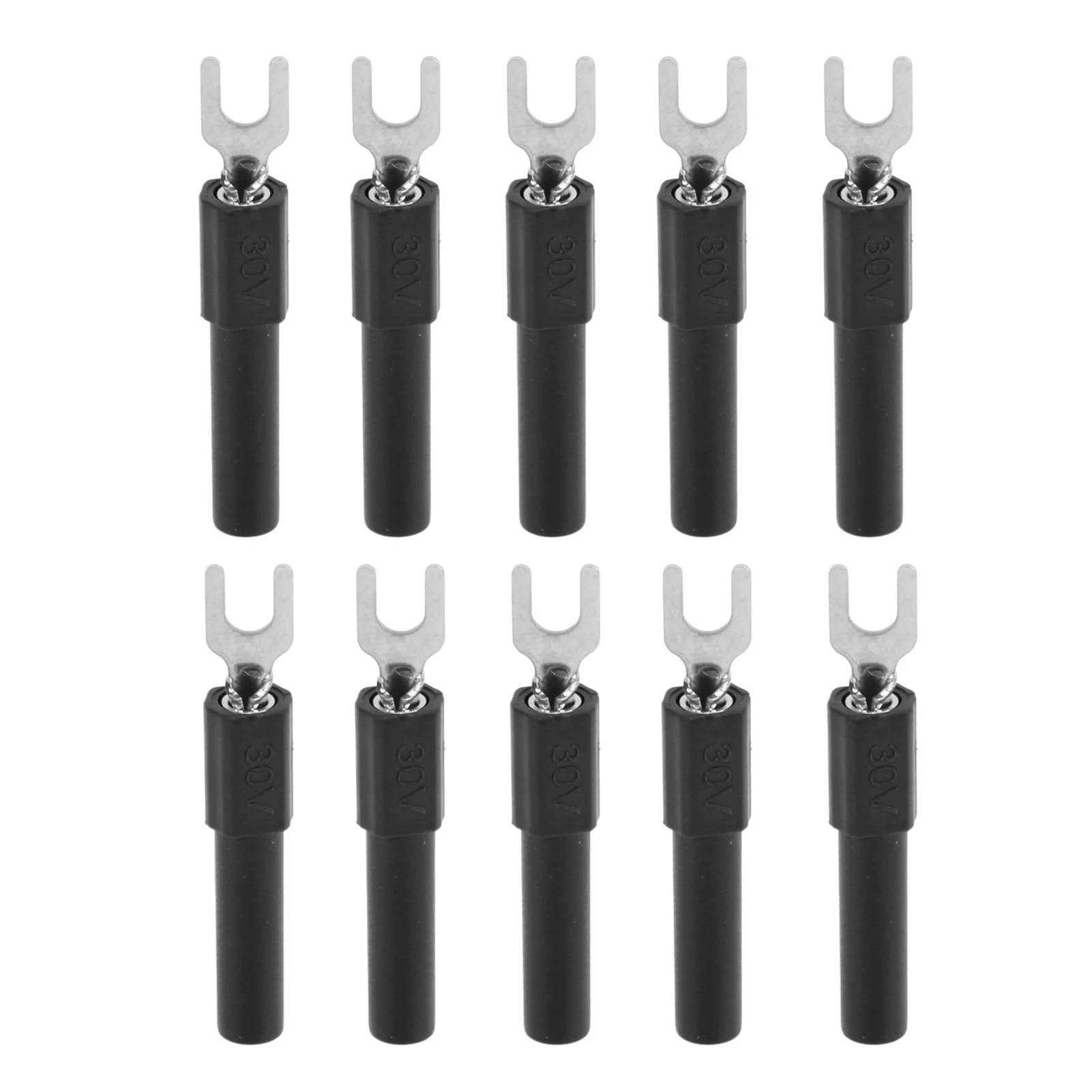 ZK40 10pcs 4mm Fork Spade Wire Connectors U Type Electrical Crimp Terminal for Testing Multimeter