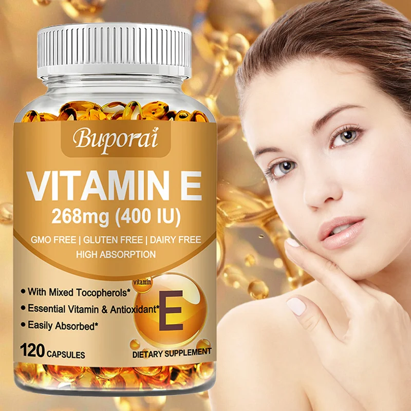 

Vitamin E Capsules 268mg - Anti-aging, Brightens Skin, Tightens The Skin, Supports Skin, Heart and Cardiovascular Health