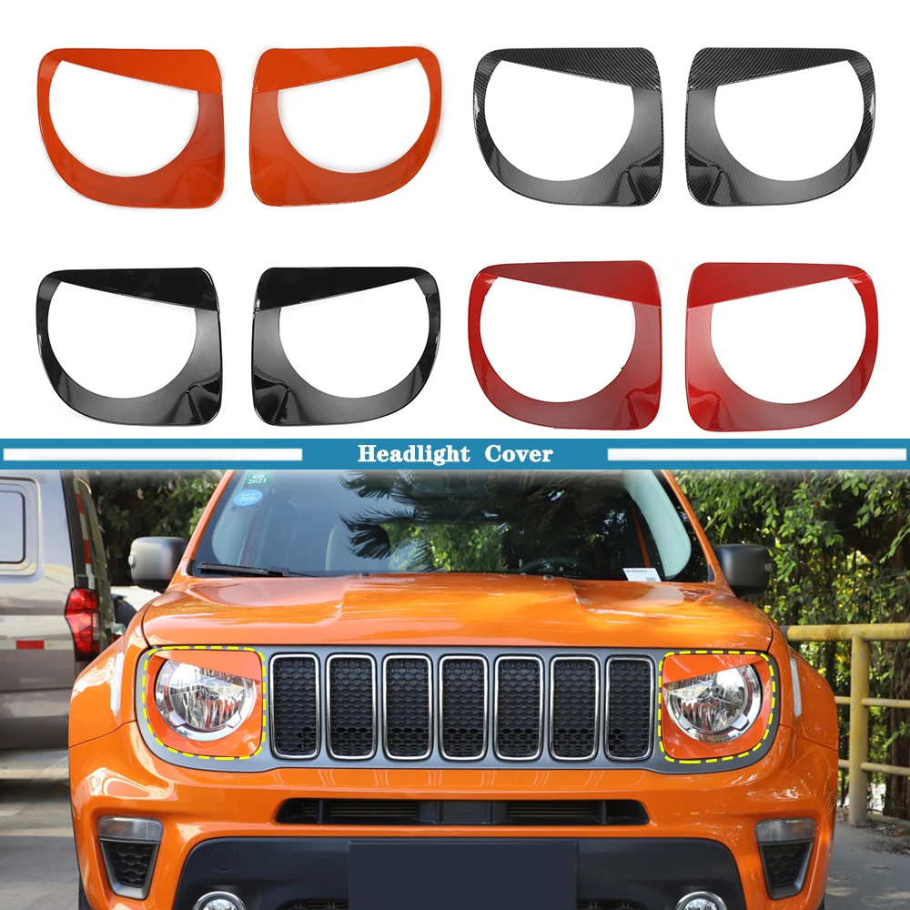 for Jeep Renegade 2019 2020 2021 2022 2023 Front Headlight Head Lamp Hoods Decoration Cover Trim Car Exterior Accessories ABS