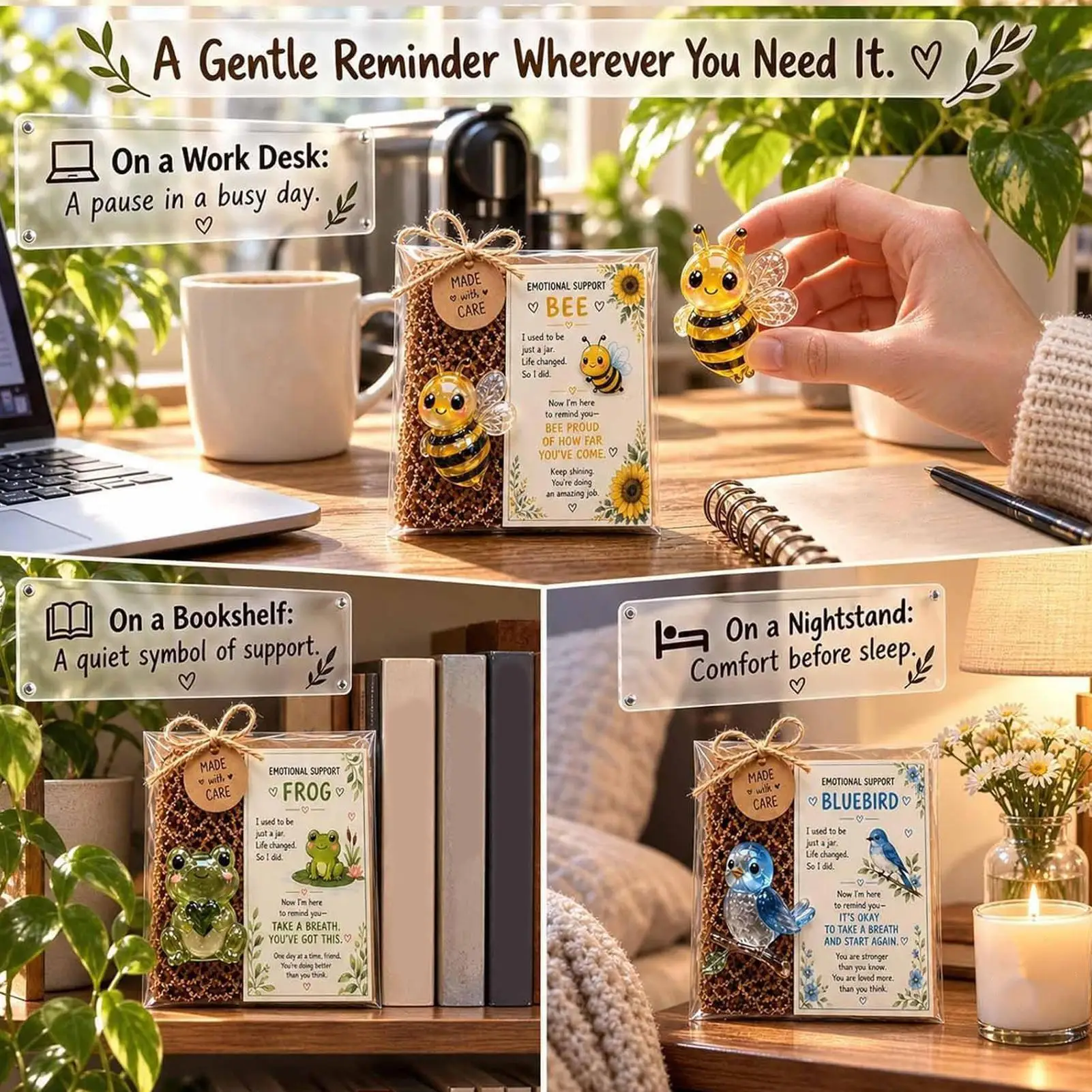 Mini Glass Animals Meaningful Glass Figurine With Encouragement Card Motivational Table Decorations For Christmas Birthday