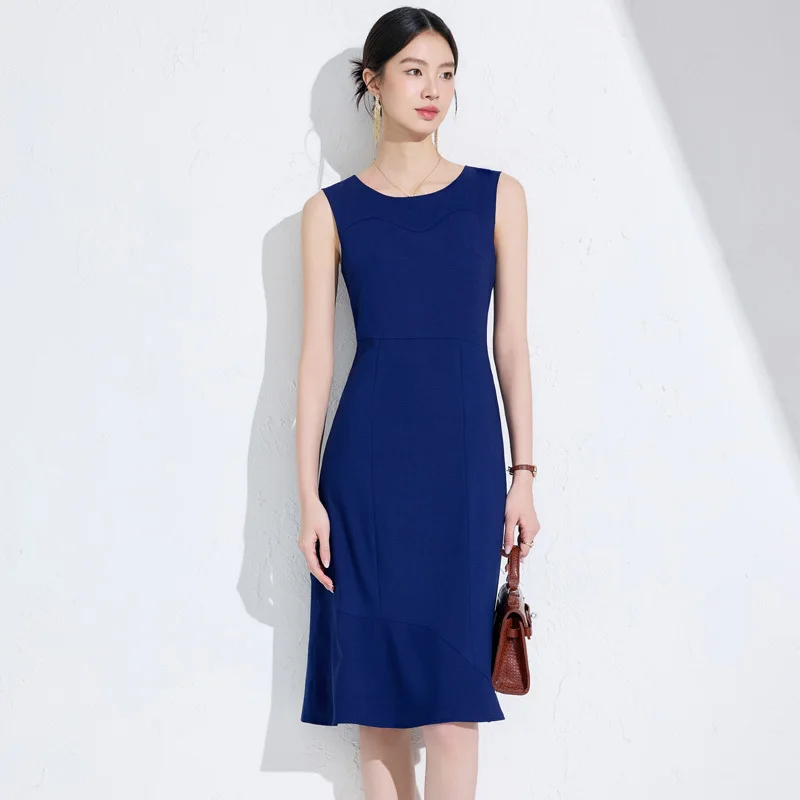 

Plus Size 5XL Elegant Styles Sleeveless Dresses Slim Hips Women Career Interview Professional Vestido with Belt Office Work Wear