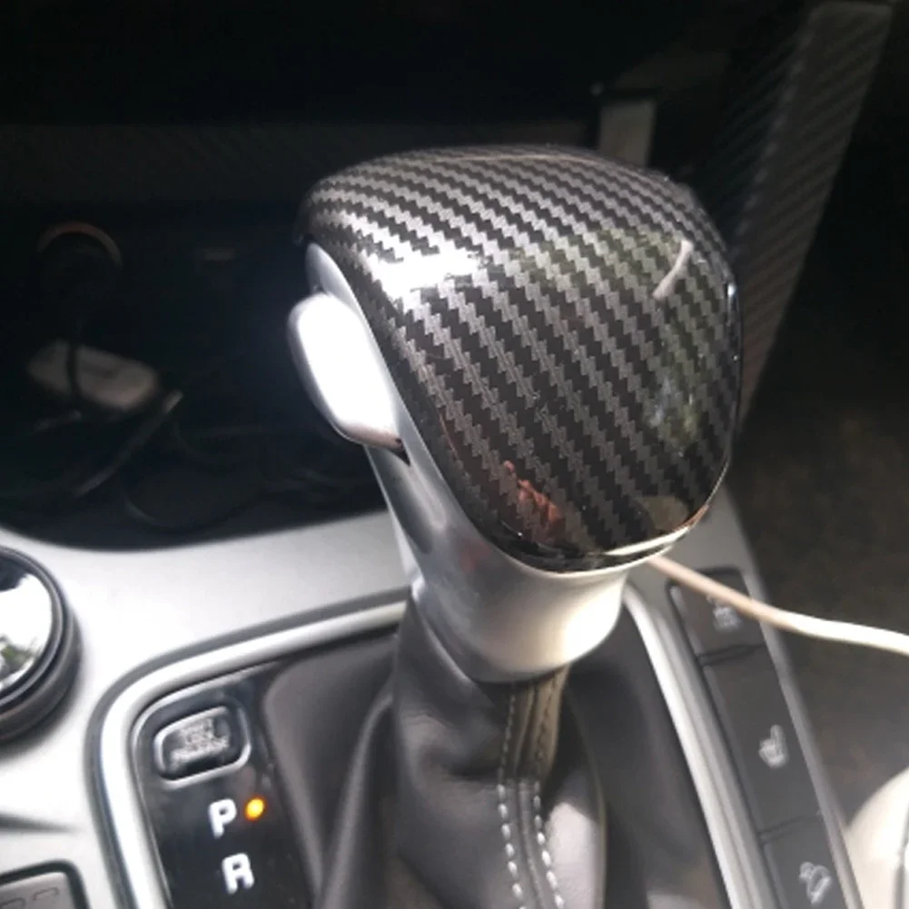 Cubierta de protección de perilla de palanca de cambios de coche, collares de cambio de marchas, cubierta de cambio de marchas Interior de fibra de carbono para Kia Forte K3 2019 2020