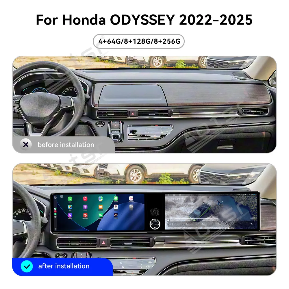 

12.3'' Dual Screen Car Radio For Honda Odyssey 2022-2025 Car Multimedia Video Player GPS Navigation Carplay Unit WIFI Car Radio