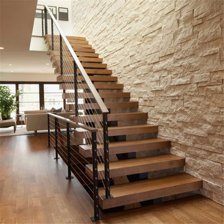 Indoor Straight Ladder With Oak Steps And Iron Construction, Fully Customizable In Design