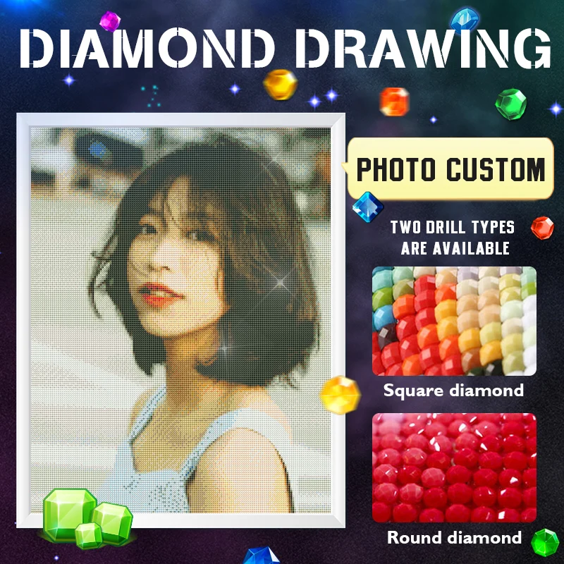 Custom Picture Diamond Embroidery Full Round Or Square Dropshipping Crystal  Diamond Mosaic Kits Birthday Gift