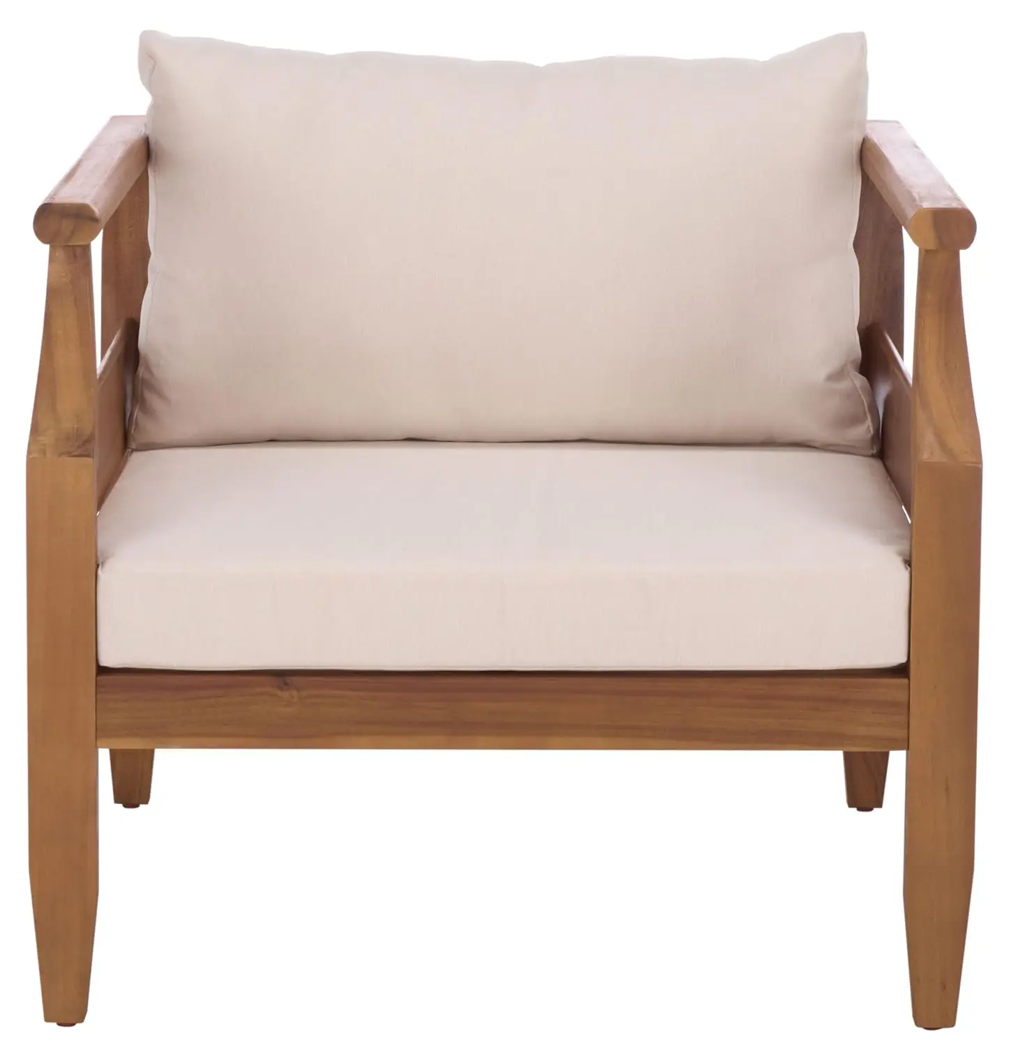 Outdoor Solid Wood Lounge Chair with Cushions, Modern Patio Garden Seating, Customized