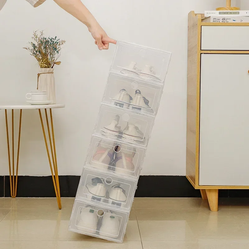 Modern transparent shoe cabinet, double-layer shoe rack, shoe rack at the entrance of the house