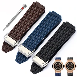 26*19mm 24*17mm High Quality Rubber Silicone Watch Band For HUBLOT BIG BANG Waterproof Men Watch Strap Bracelet Brown Watchband