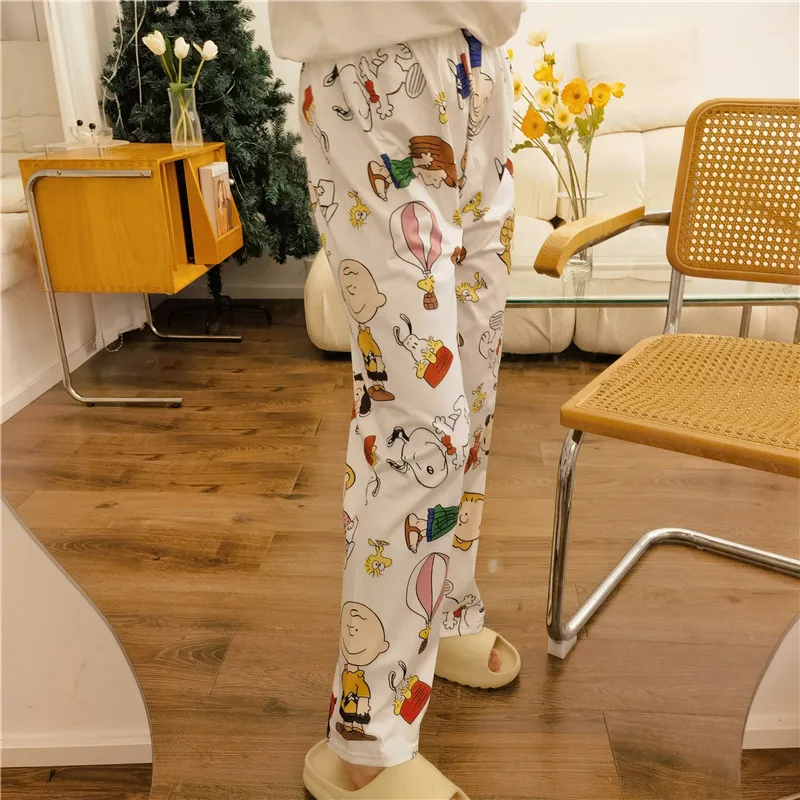 New Kawaii Snoopy Pajama Trousers Spring Slim Pants Home Leisure Cartoon Lovable Can Be Worn Externally Birthday Gift for Girls