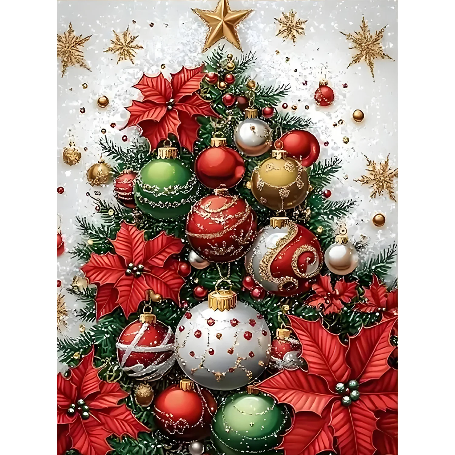 Weihnachtsbaummuster DIY-Diamant-Malerei-Set voller Geschenke, rahmenlose Volldiamantkunst, mehrere Größen zur Auswahl