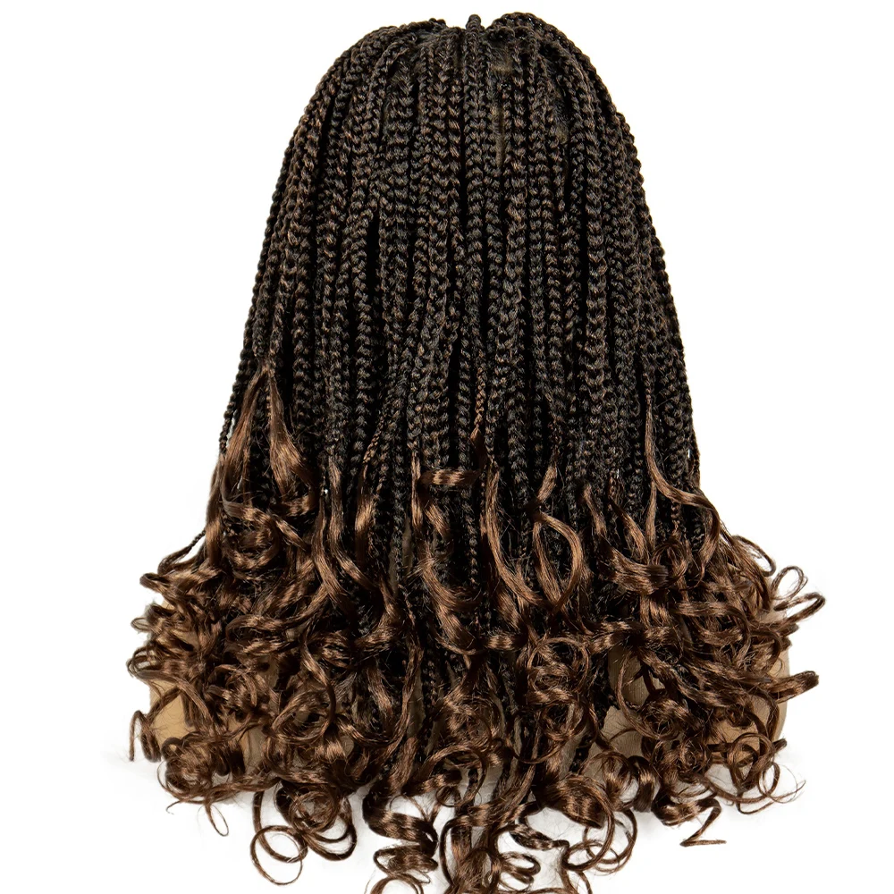 

Synthetic Box Braided Wigs with Curly Ends Full Lace Braids Wig for Black Women Lace Frontal Knotless Box Braiding Hair Wigs