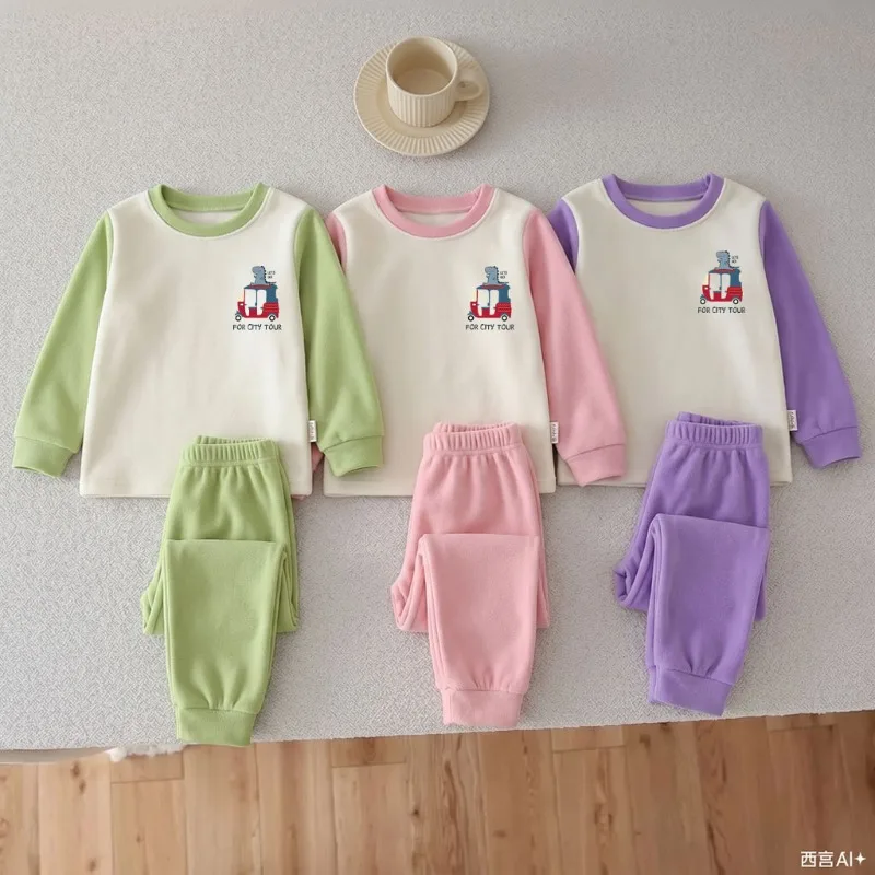 2026 Herbst- und Winter-Kinder-Pyjama-Sets, Weiche, Bequeme, Verdickte Warme Hauskleidung für Jungen, Langarm-Schlafanzüge – Detail 1