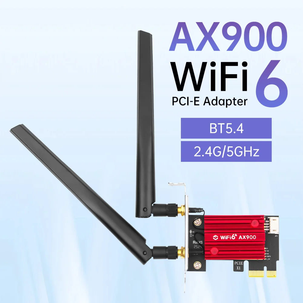 

Карта PCIe WiFi 6, адаптер FV-AX900, беспроводной Bluetooth 5,4, двухдиапазонный, 2,4G/5,8 ГГц, 802.11AX Ethernet для настольных ПК, Windows 10/11