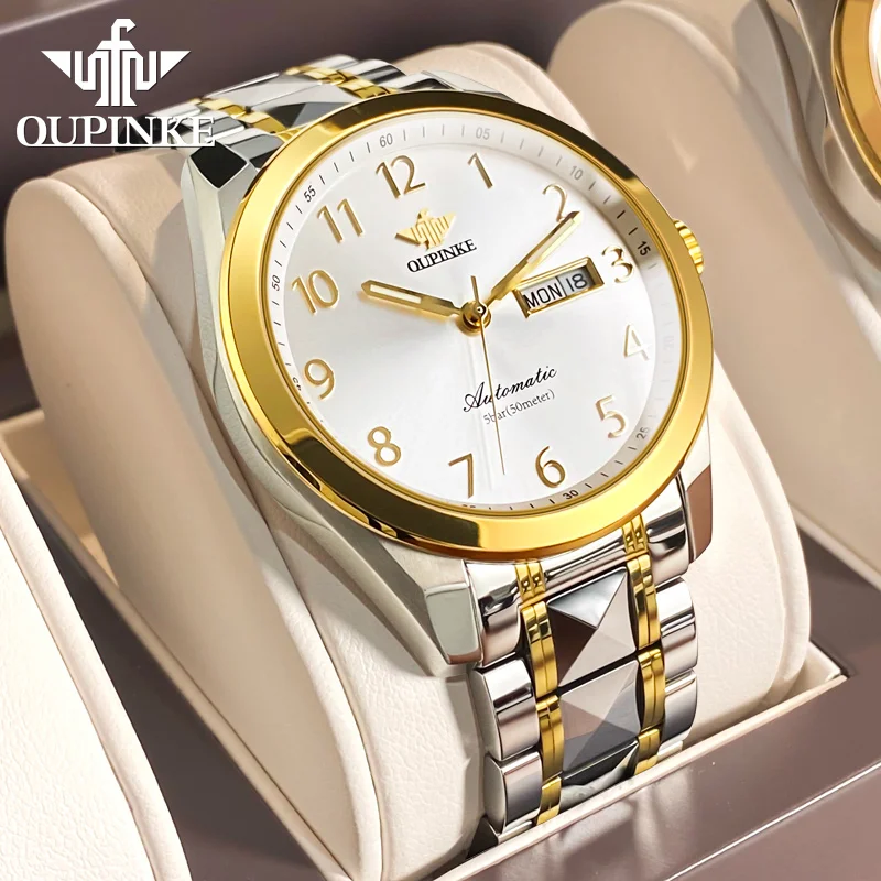 OUPNKE 3228 Men Watch Luxury Imported Movement Men's Mechanical Watch Brand Tungsten Steel Sapphire Mirror Waterproof Men Watch