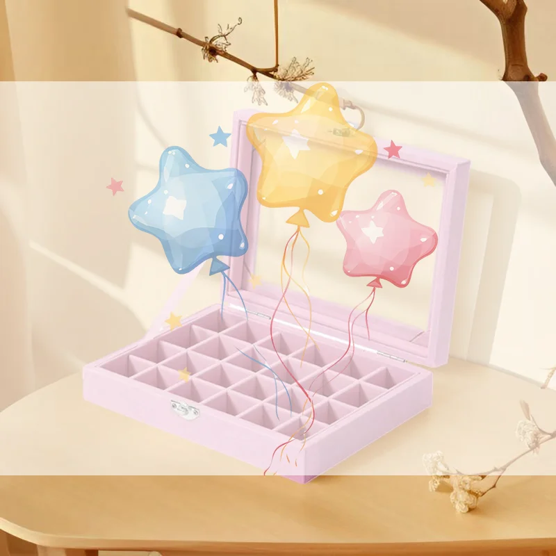 

Новое прозрачное окно, большая емкость, 24-сетка, коробка для хранения ювелирных изделий, простая и высококачественная коробка для хранения ювелирных изделий с кольцом и ожерельем