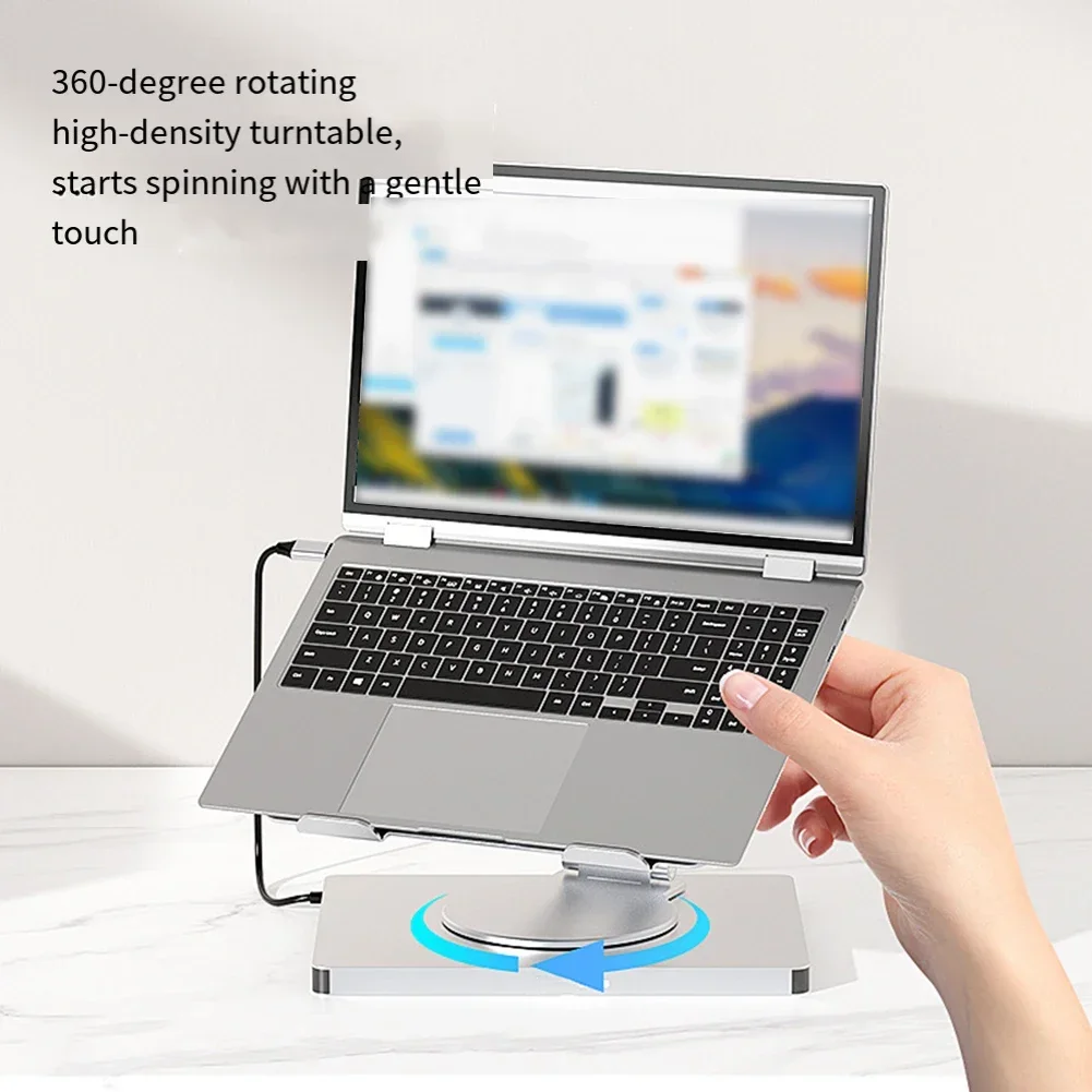 

Laptop Desktop Holder And Docking Station 4K Gigabit Port Foldable Swivel Design Laptop Stand Expansion Dock Computer Accessory