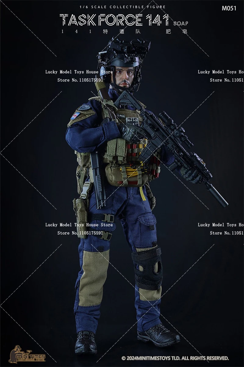 Mini Times Toys 1/6 Task Force141 Army Combat Deep Blue Suit Cloth Man Action Figure M051 12inch Military Full Set Soldier Model