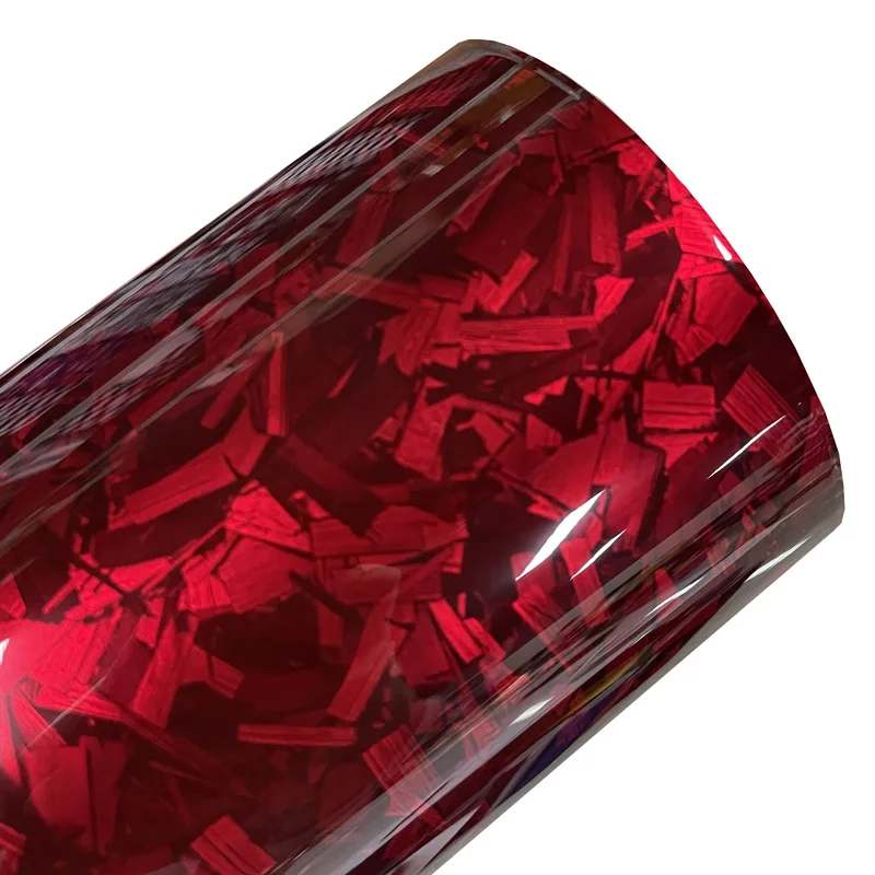 

Premium PET High Gloss Red Forged Carbon Fiber Vinyl Wrap Film Roll Air Release Self Adhesive Decal Sticker Car Wrapping Foil