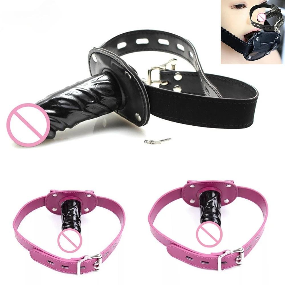 BDSM Games Mouth Ball Gag with Lock Oral Dildo Harness for Couple Silicone Penis Plug SM Bondage Restraints Sex Game Sex Toy