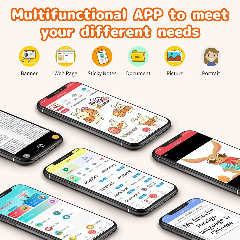 ミニポータブルプリンターインクレスステッカーメーカー、フリーカット小型ポケットプリンター、写真ジャーナルノートメモ用ポータブルサーマルプリンター