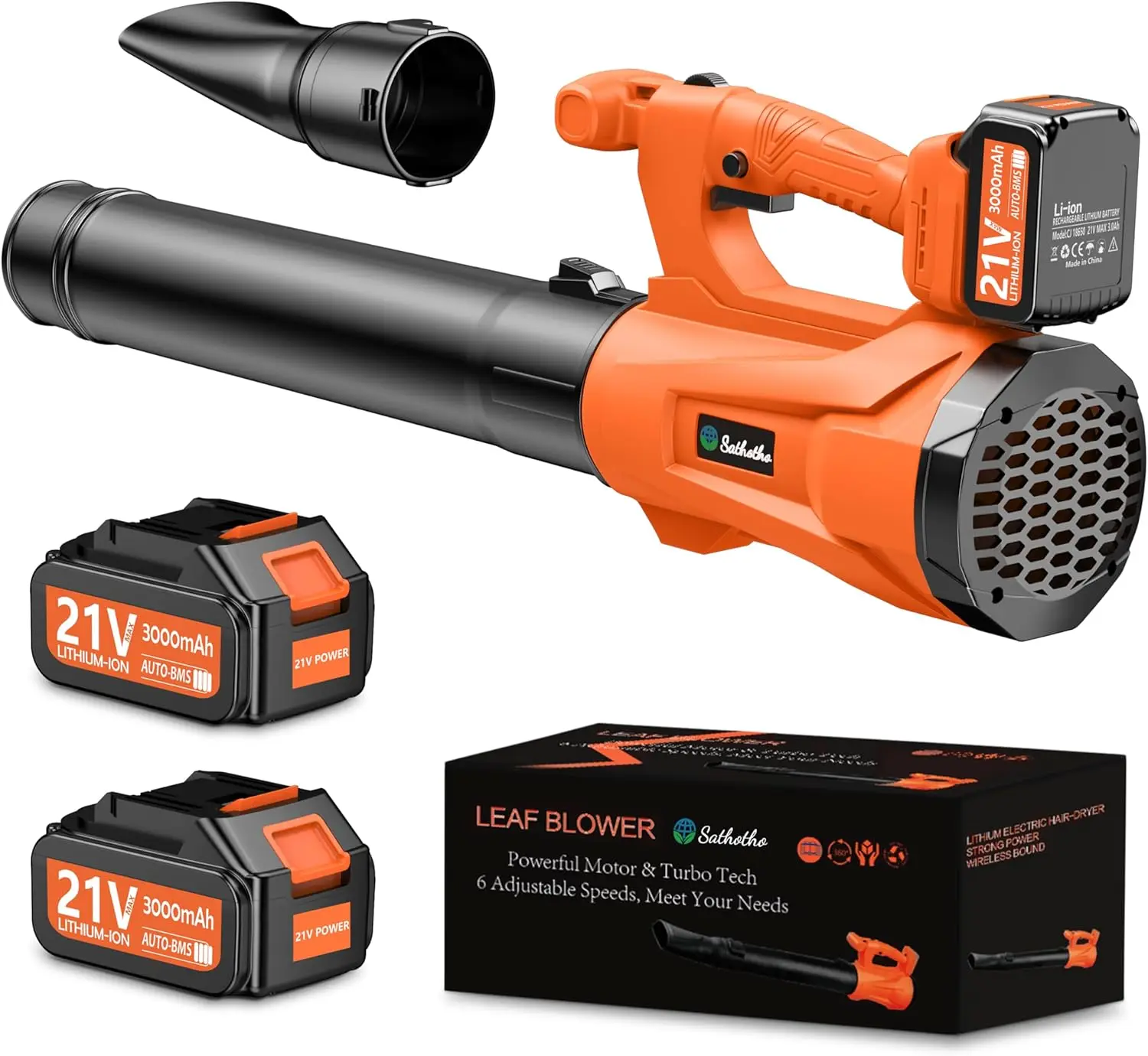 Leaf Blower Cordless with 2 x 21v 3.0Ah Battery and Charger, 580CFM/160MPH Electric Leaf Blower with 6 Speed Modes, Cruise Contr