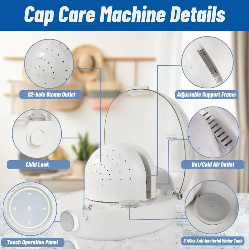 Automatic Cap Care Machine for Iron and Dry,Restore Misshapen Hat/Cap Natural Shape with Steam and Hot&Cold Wind