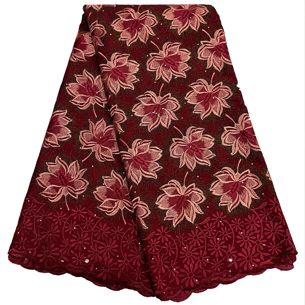 2024 High Quality Nigeria Lace Fabric Latest 5 Yard Swiss Voile Lace 100% Cotton African Lace Fabric for Bridal Evening party