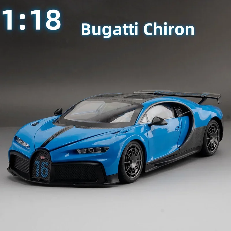 

1:18 Bugatti Chiron Super Sportcar Miniatures Alloy Diecast Car Sound & Light Collection Model Boys Toys