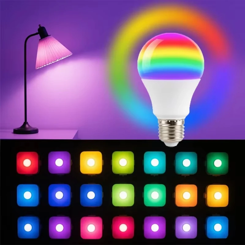 RGBW LED Bulb E27 Base 220V Dimmable Multicolor 16 Colors with Remote Control for Household Neon Lighting Atmosphere