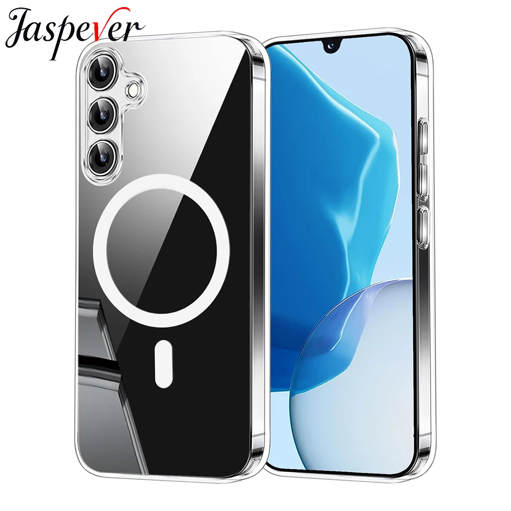 

Магнитный чехол Magsafe с беспроводной зарядкой для Samsung Galaxy S25 Edge S24 S23 S21 FE S22 Ultra Plus Hybrid Hard Cover Clear Soft