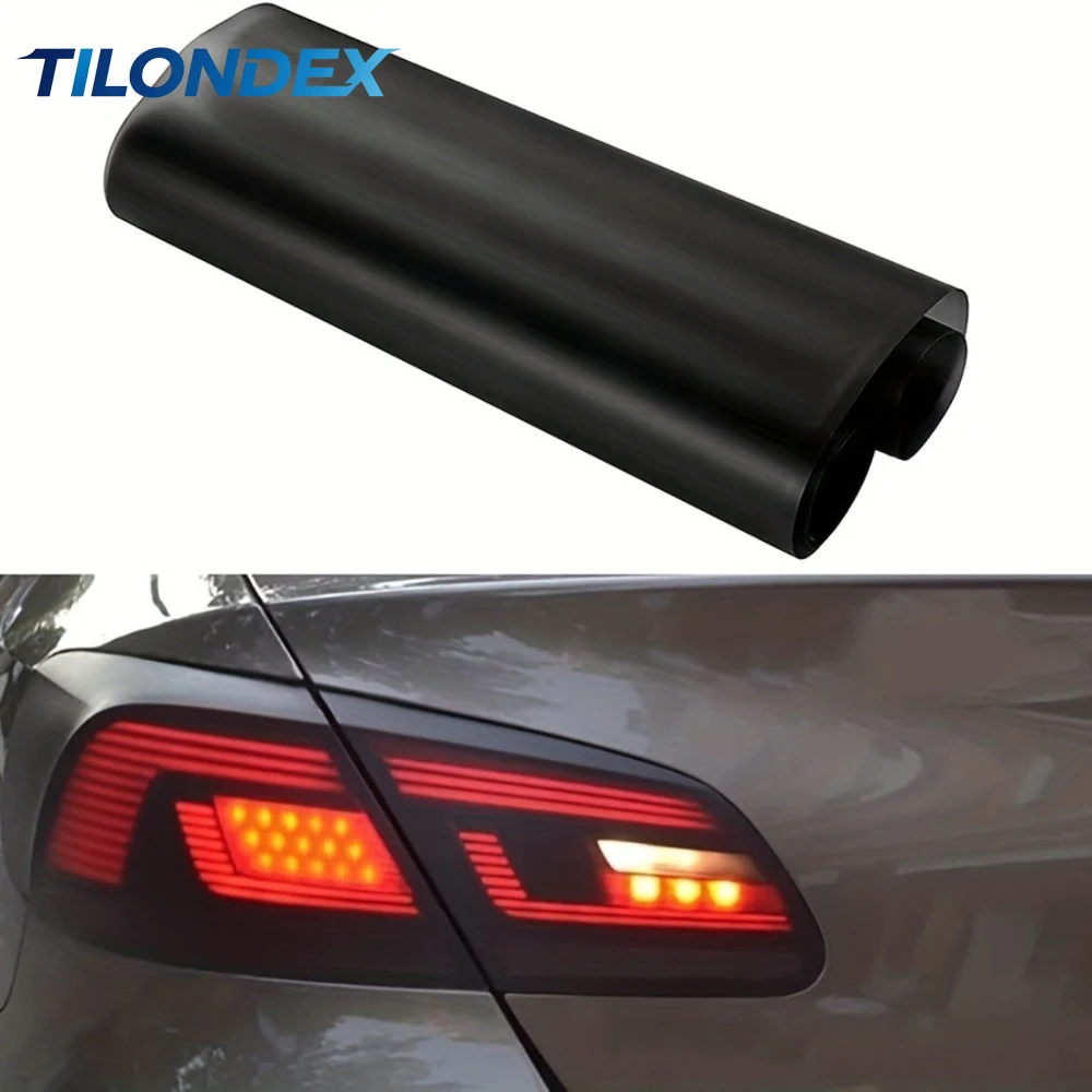 Juego de Películas de Vinilo para Faros Delanteros y Traseros de Automóvil TILONDEX en Negro Ahumado Mate - 11.81 pulgadas X 39.37 pulgadas - Mejora el Estilo de tu Auto