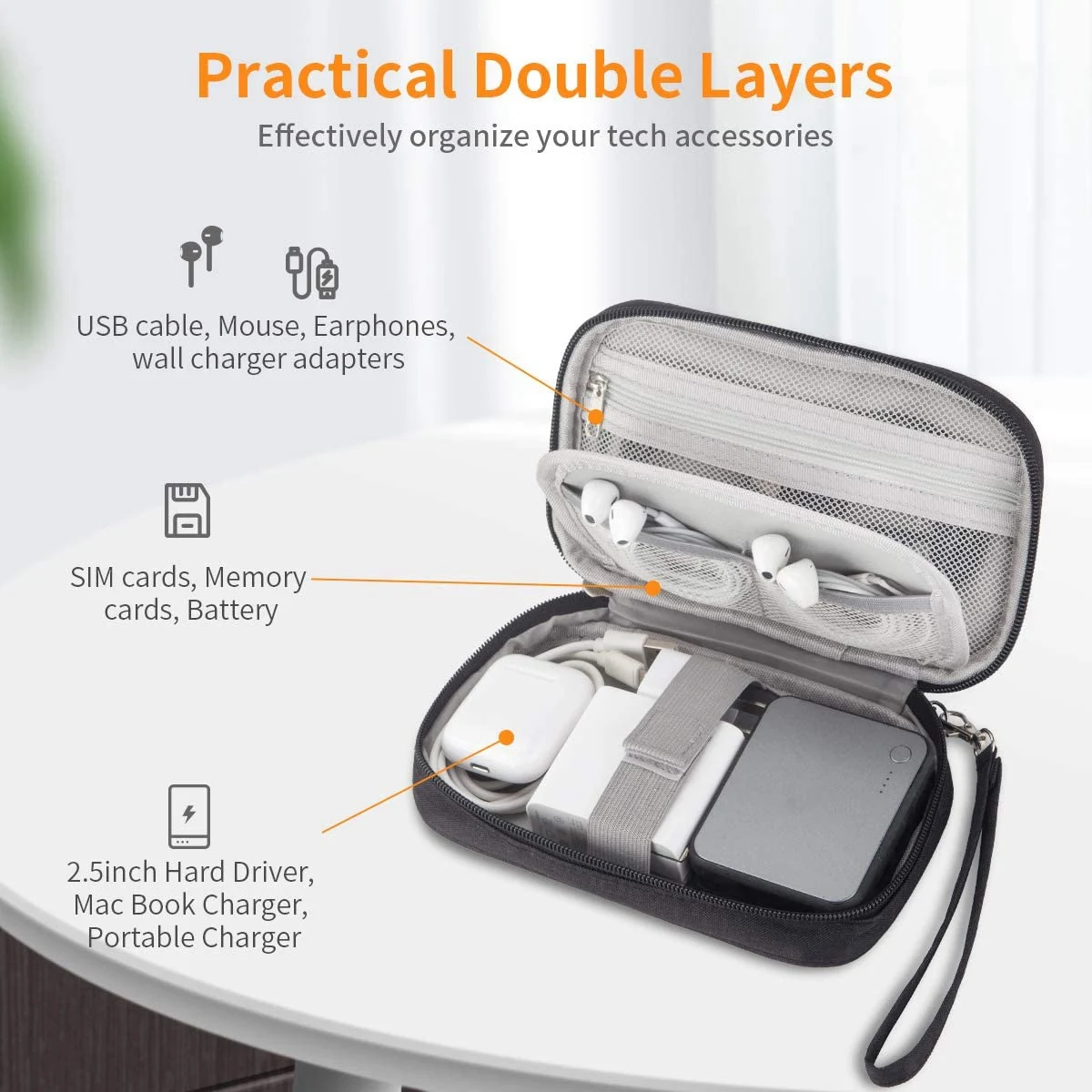 Electronic Organizer, Travel Bag Pouch Portable Electronic Storage Multifunction Case