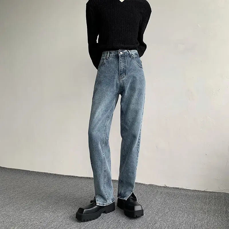 

Two More Summer Korean Ins Split Jeans Men's Korean Thin Small Straight Feet Luxury Brand Copy Clothes High-end Skinny Pants