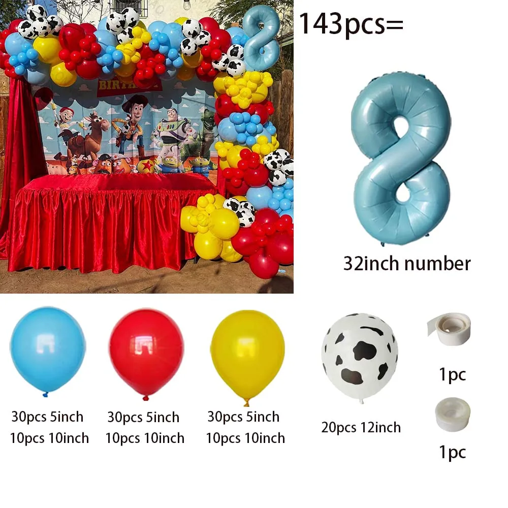 143pcs Disney Toy Story Birthday Theme Party Balloons Garland Arch Kit Buzz Lightyear Kids Birthday Party Decors Suplies Globos