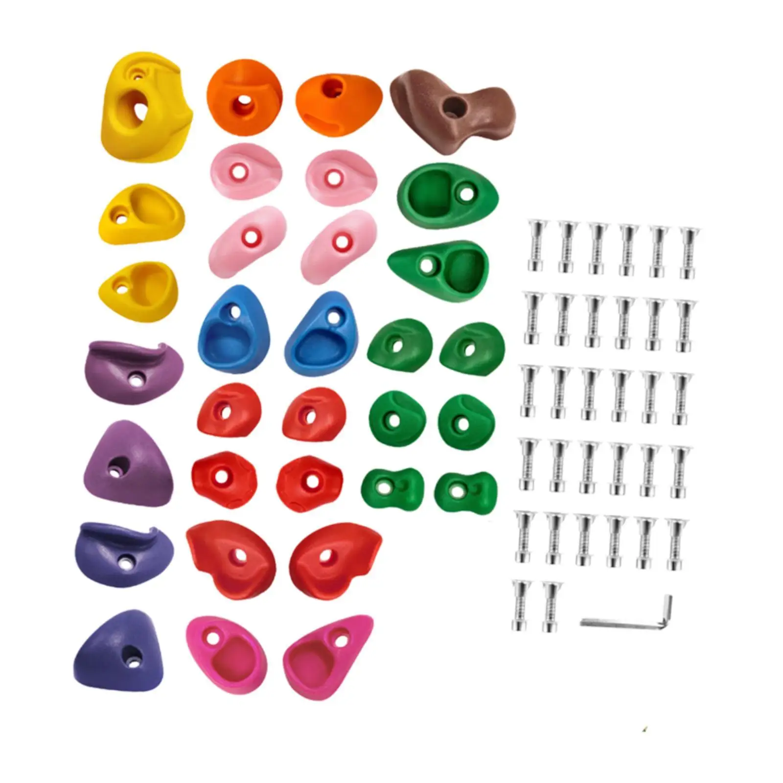 32 Pieces Rock Climbing Holds Rock Wall Holds Multi Size Coloured Climbing Rock Wall Grips for Playground Play Set Tree House