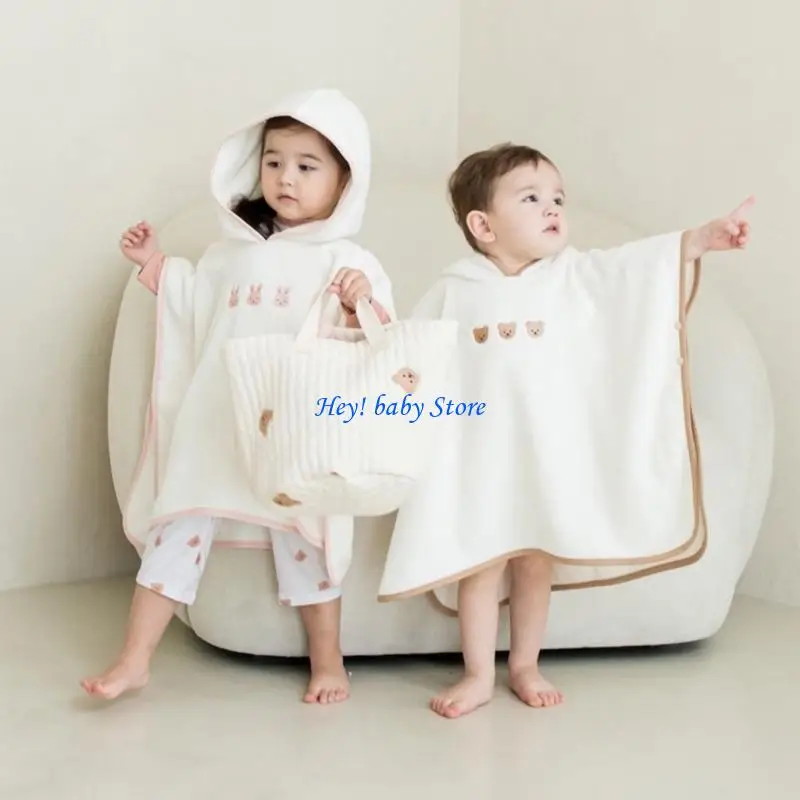 

Q1FE Newborn Hooded Bath Robe Swim Towel Non-fluorescent Baby Cartoon Beach Towel
