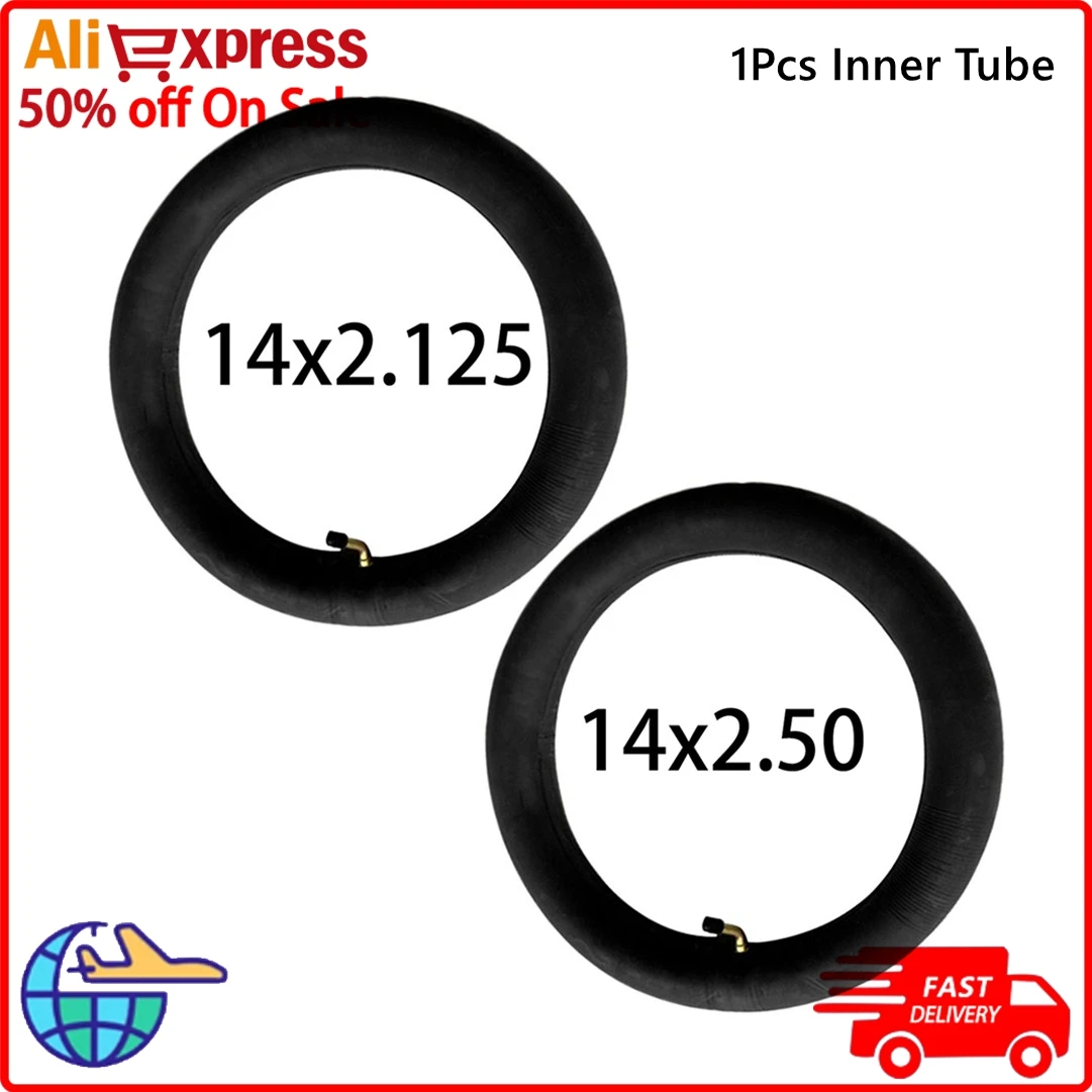 14x2.125/14x2.50 Butyl Rubber Inner Tube Tire With A Bent Valve Stem For Electric Bicycle E-Bike Tires Electric Bike Accessory