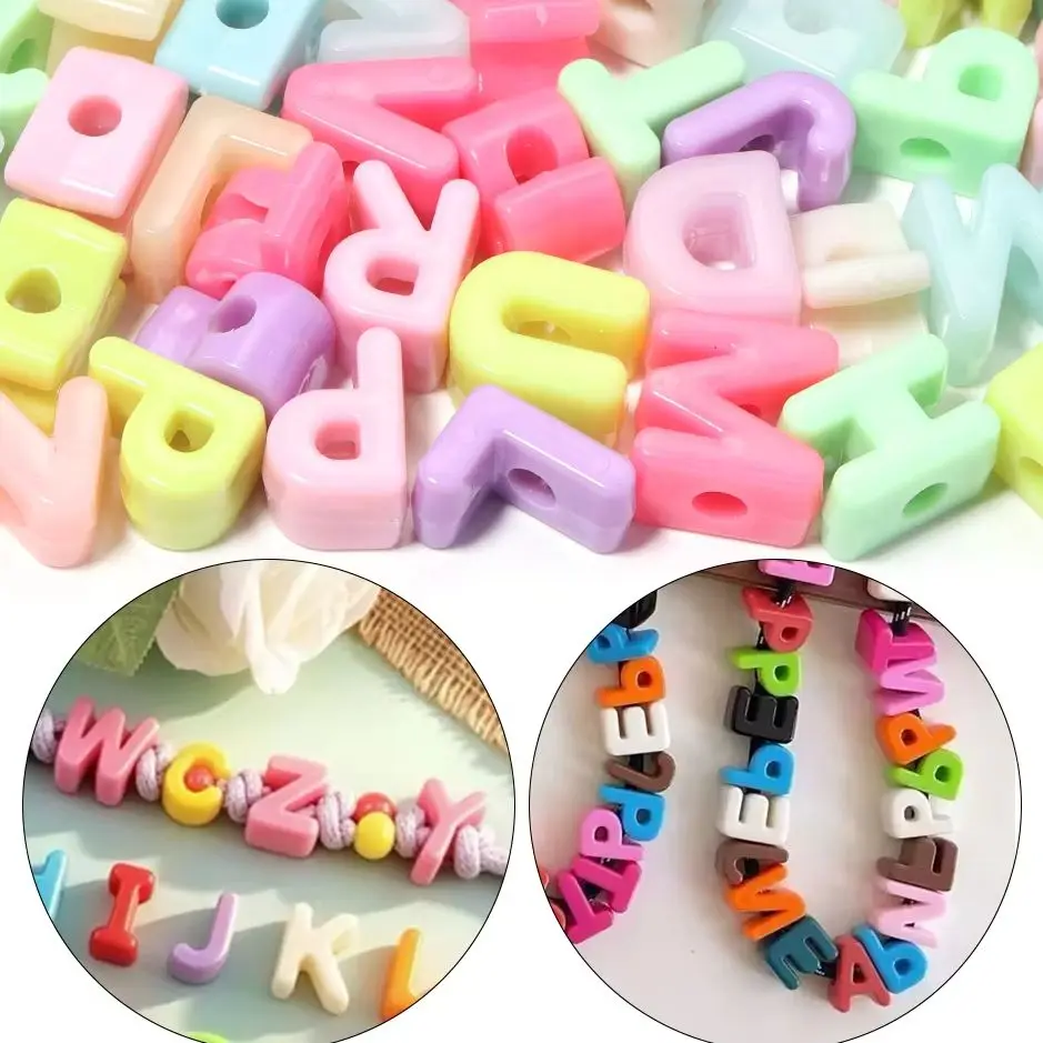 500g Colorful Plastic Letter Beads Big Hole Loose Spacer Beads For DIY Bracelet Keychain Jewelry Making Accessories Wholesale