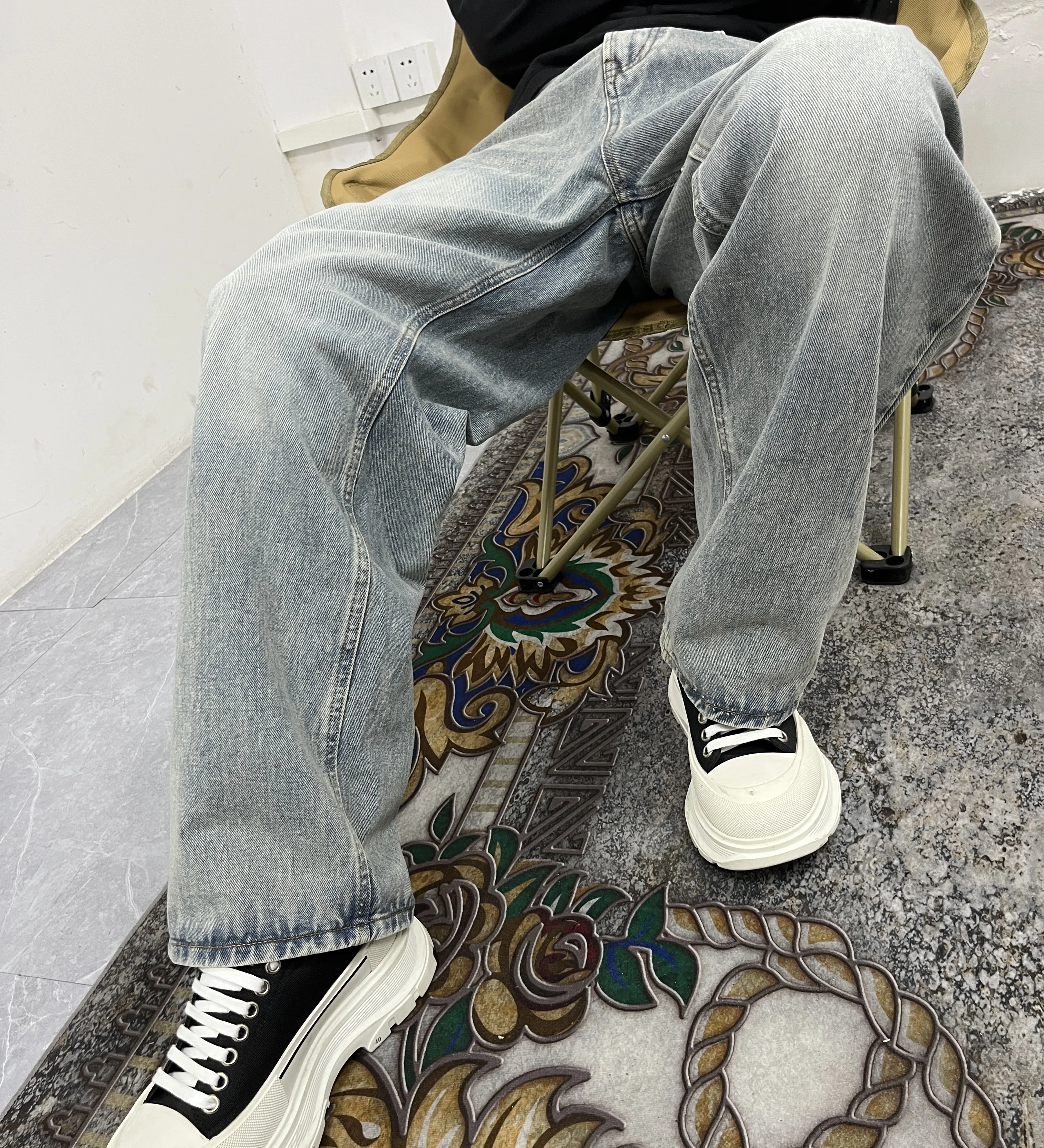 A08 RockCanRoll Jeans jeans lavados de boa qualidade e soltos e elegantes