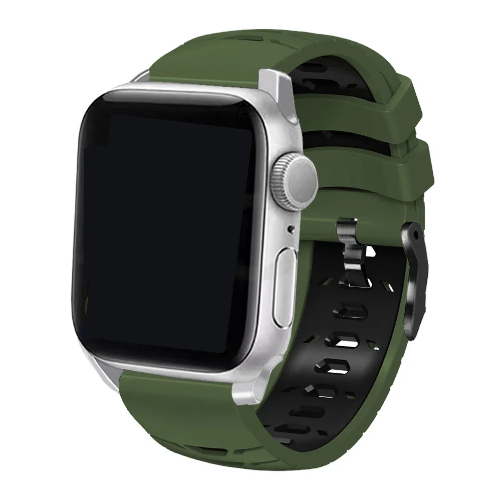 Pulseira de Silicone Respirável para Apple Watch, Pulseira de Pulseira Ultra 2, 49mm, Série 9, 8, 7, SE, 6, 45, 44, 42, 41, 38mm