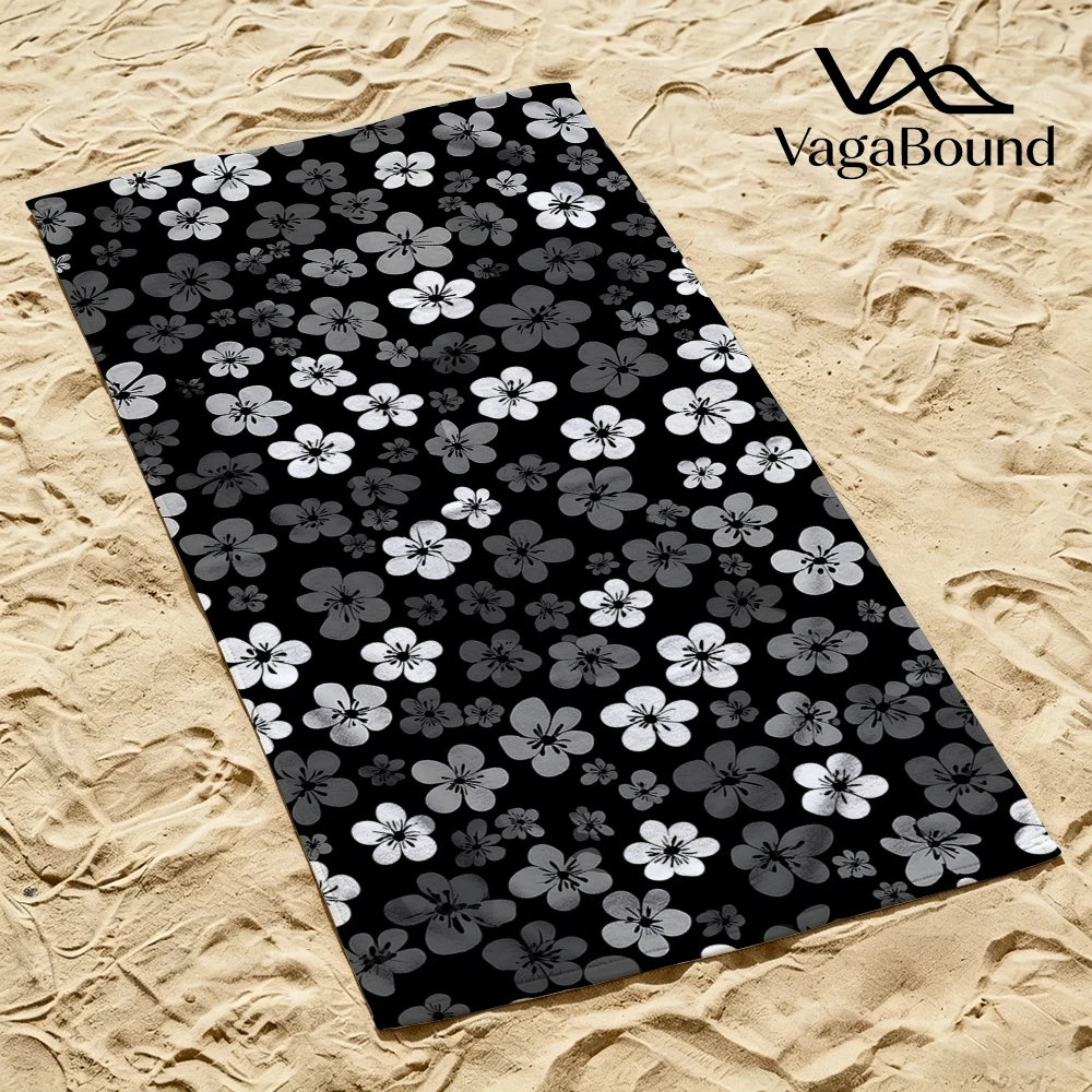 Camp Towel Microfiber - Monochrome Florals Beach Towel Cartoon Quick