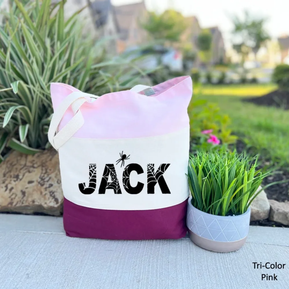 حقيبة الهالوين الشخصية، حقيبة علاج الاسم المخصص، هدايا شخصية، حقيبة حمل قماشية، هدية لحقيبة الهالوين، هدية الهالوين