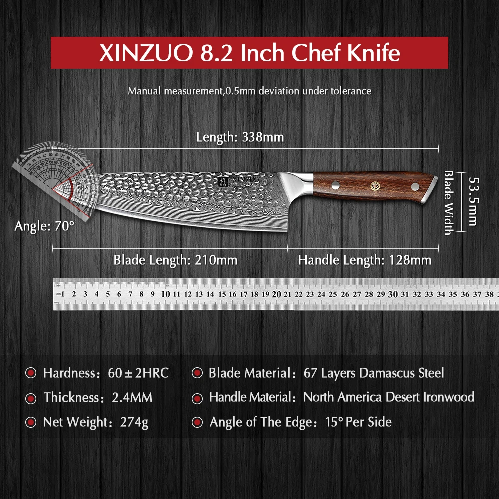 Imagem -06 - Xinzuo 8.2 Polegadas Facas de Chef Profissional Vg10 Damasco Padrão Aço Peixe & Carne Santoku Faca Cozinha Japonesa Corte