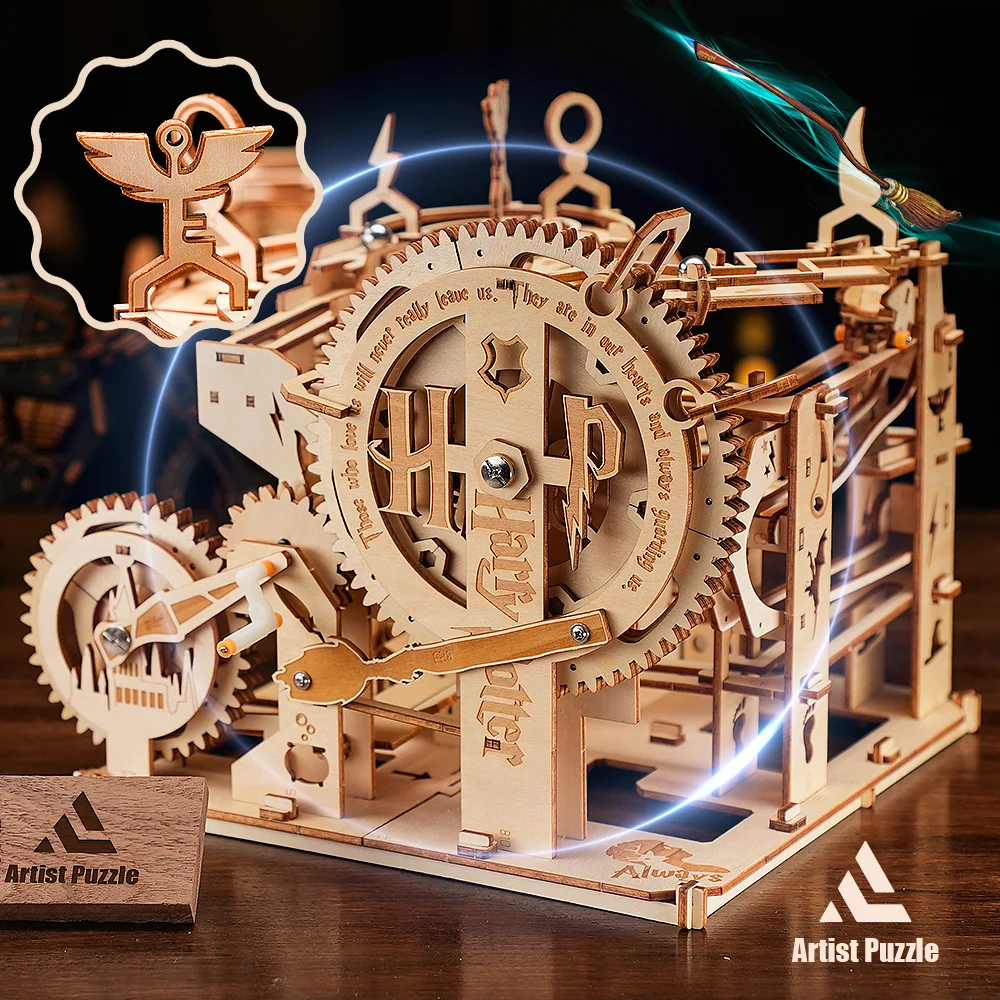 Difficult Wooden Puzzle 3D For Adults Diy Wooden Building Blocks Kit Toys With Wood Marble Run Puzzle Toy Christmas Gift For Kid