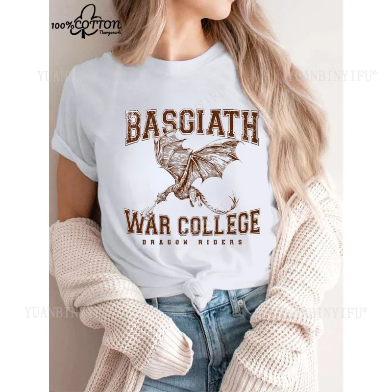 

Новый список, классическая футболка Fourth Wing Basgiath War College Bookish с принтом, 100% хлопок, с круглым вырезом и короткими рукавами, хит продаж