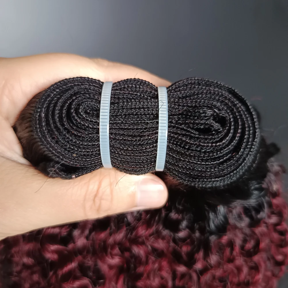 12A グレード 1/2/3 個 T1B99j アフロ変態カーリー人毛バンドル 100 グラム/PC ダブル横糸ヘアエクステンションブラジルバージンヘアフルエンド