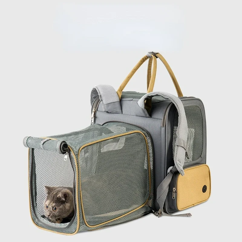 Transportadores portátiles para mascotas, Mochila de malla transpirable para perros, Bolsa de transporte plegable de gran capacidad para gatos, suministros para mascotas de viaje al aire libre